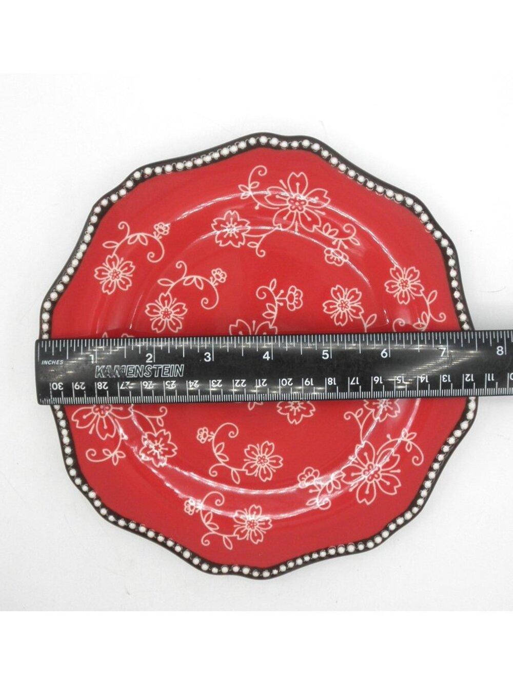 Kunaboo Red 8-7/8 Inch Salad plates Set of 4 Sakura Cherry Floral Lace Design - Picture 4 of 7